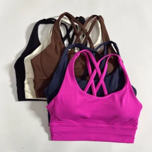 Solid Color Soft Cross Back Women Fitness Bra