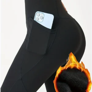 Women yoga pants - pocket new high waist fleece